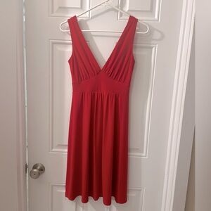 Red V-neck Dress